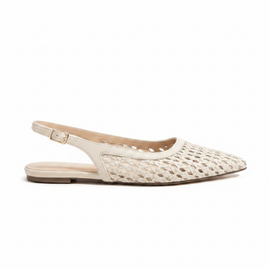 Clair Beige Woven Slingback - Side Profile Hero