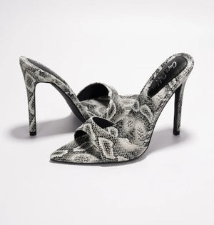 Classic Slip-on Pointy Toe Animal Print Stiletto Heel-Snake