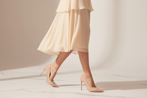 Nude High-Vamp Court Pump – Patent Leather Stiletto Heel