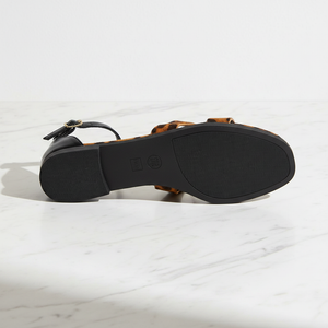 Edmond Leopard Print H-Strap Flat Sandals – sole bottom view