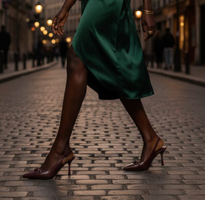 Wine Leather Slingback Kitten Heel – Pointed Toe Stiletto