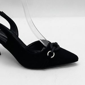 Black Suede Slingback Kitten Heel – Pointed Toe Stiletto