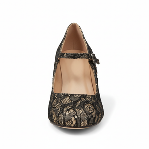 Kimmy lace-patterned Mary Jane heel shown from the front