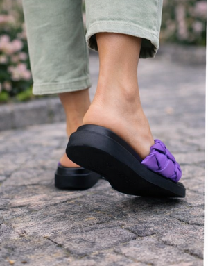 Women's Purple Nuage Wide Band Platform Slide Sandals - Comfortable Summer Slides