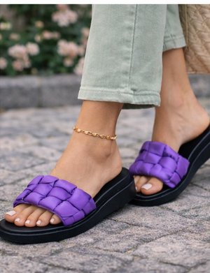 Women's Purple Nuage Wide Band Platform Slide Sandals - Comfortable Summer Slides