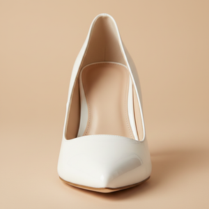 Classic Pointed-Toe Pump – White Patent Leather Stiletto