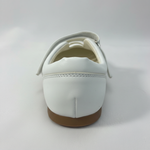 White Woven Flats — Women's Leather Mesh Double-Strap Velcro Shoes