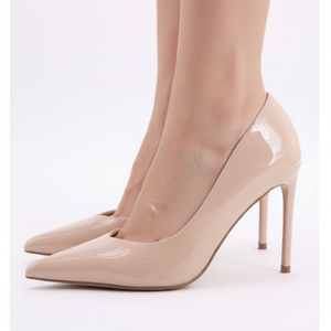 Nude High-Vamp Court Pump – Patent Leather Stiletto Heel