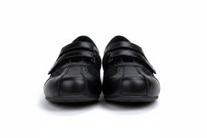 Balleta Black Velcro Flats — Women's Mesh Double-Strap Shoes