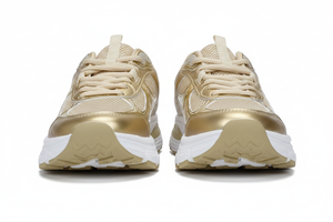 Ellyn Gold Chunky Sneakers — Women's Metallic Platform Lace-Up Shoes