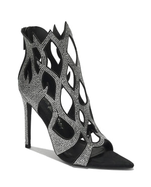 Women's Vitoria Rhinestone Flame Trim Pointed Toe Stiletto Heels - Zipper Closure