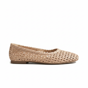 Vonda Beige Woven Ballet Flats - Side Profile Hero