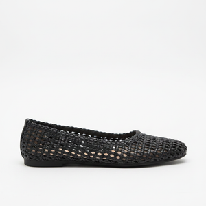 Vonda Black Woven Ballet Flats - Side Profile Hero