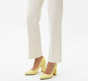 High-Vamp Block Heel Pump – Yellow