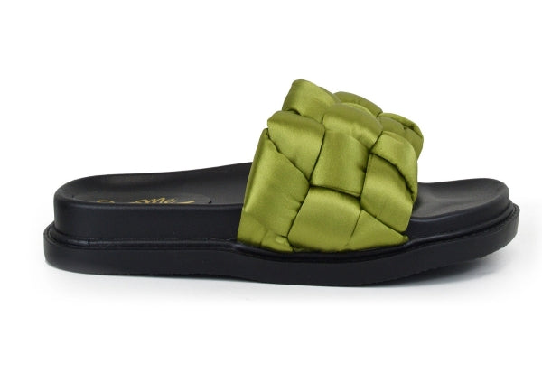 Wide Band Platform Slide Sandals - Green Comfortable Summer Slides