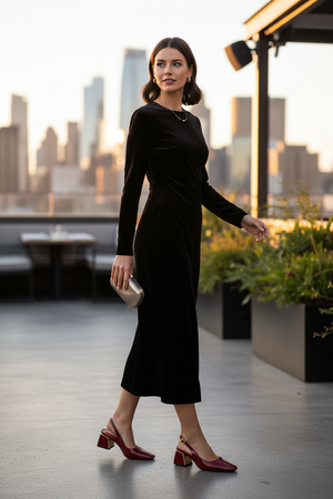 Red shoe rooftop lifestyle