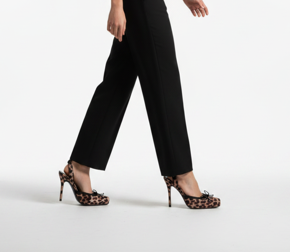 Olivia James Alondra Leopard Satin Ankle Lace-Up Stiletto Heels with Bow