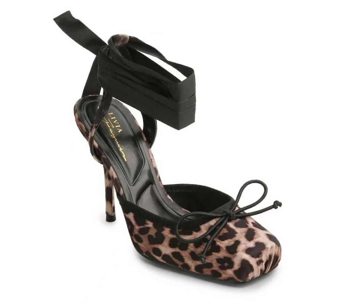 Alondra Leopard Satin Ankle Lace-Up Stiletto Heels with Bow