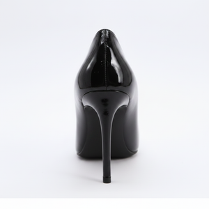  High-Vamp Court Pump – Black Patent Leather Stiletto Heel