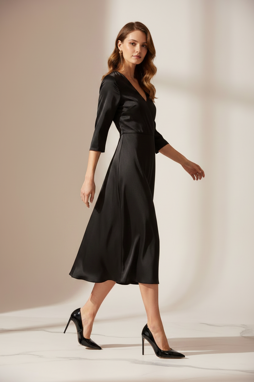  High-Vamp Court Pump – Black Patent Leather Stiletto Heel
