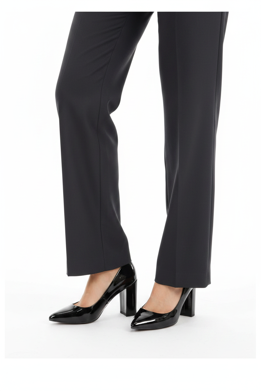 High-Vamp Block Heel Pump – Black