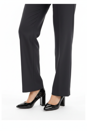 High-Vamp Block Heel Pump – Black