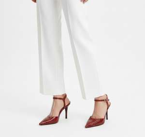 Croc-Embossed Stiletto Slingback – Red