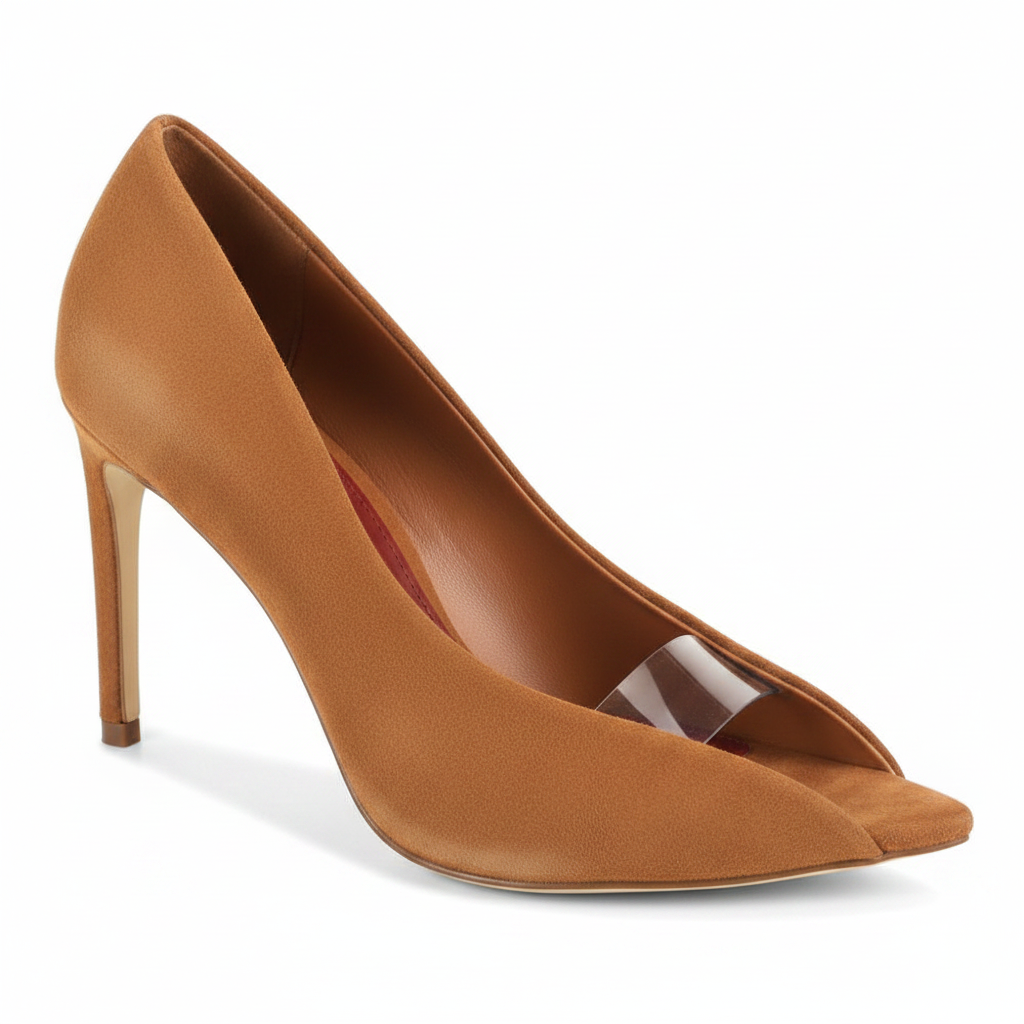 Brown Open Vamp Stiletto Pump