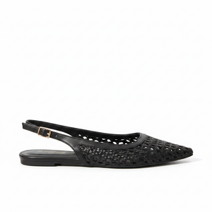 Clair Black Woven Slingback - Side Profile Hero