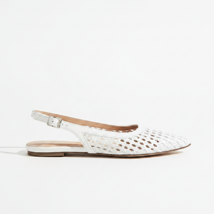 Clair White Woven Slingback - Side Profile Hero