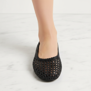 Vonda Black Woven Ballet Flats | Naked Flat Trend | Lightweight Lattice Weave