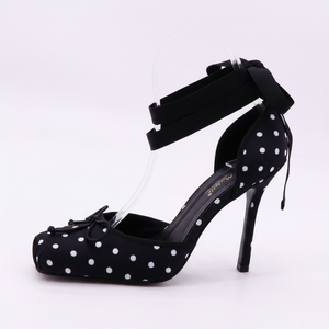 Polka Dot Ankle-Tie Stiletto Heels — Women's Platform Pump