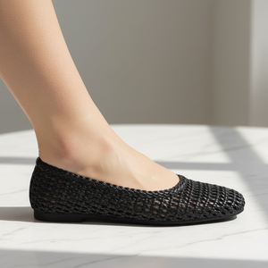 Vonda Black Woven Ballet Flats | Naked Flat Trend | Lightweight Lattice Weave