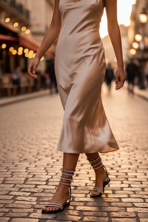 Kay Aeryn-10 Rhinestone Ankle Wraparound Round Open Toe Flat Sandals-Black