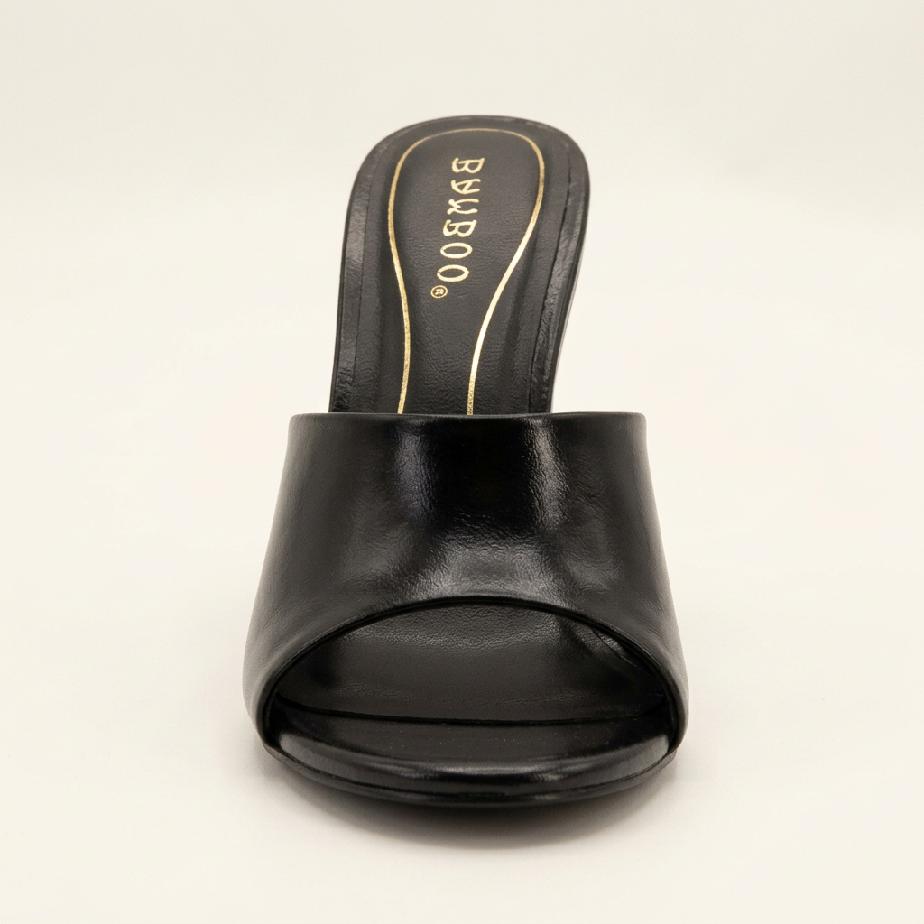 Disappear Black mule heel front view