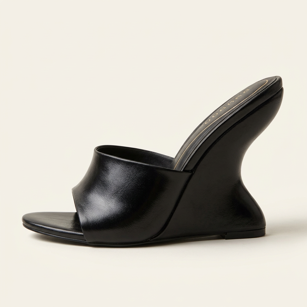 Disappear Black mule heel profile view