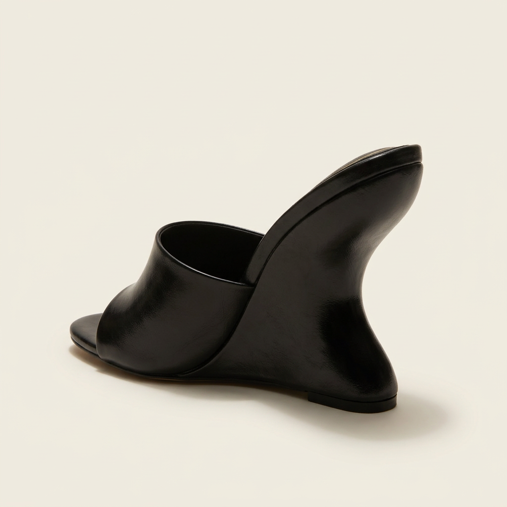 Disappear Black mule heel rear view