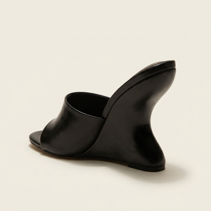 Disappear Black mule heel rear view