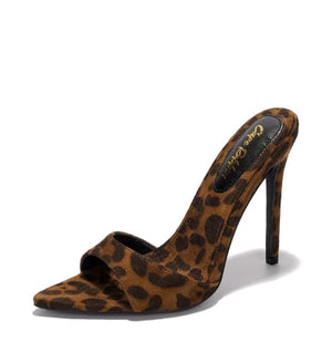 Women's Dulcea Leopard Print Slip-On Stiletto Heels - Pointed Toe Mules