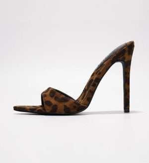 Women's Dulcea Leopard Print Slip-On Stiletto Heels - Pointed Toe Mules