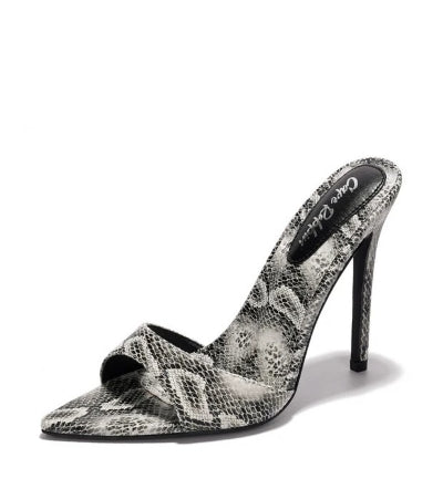 Women's Dulcea Snake Print Slip-On Stiletto Heels - Pointed Toe Mules