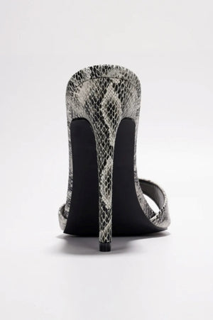 Women's Dulcea Snake Print Slip-On Stiletto Heels - Pointed Toe Mules