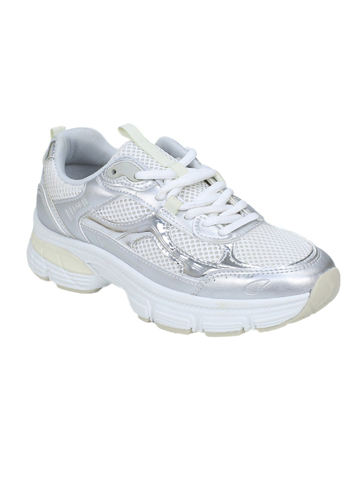 DDK Ellyn Silver Chunky Sneakers — Women's Platform Lace-Up Shoes