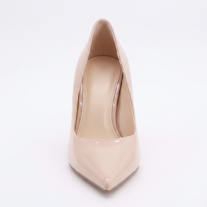 Nude High-Vamp Court Pump – Patent Leather Stiletto Heel