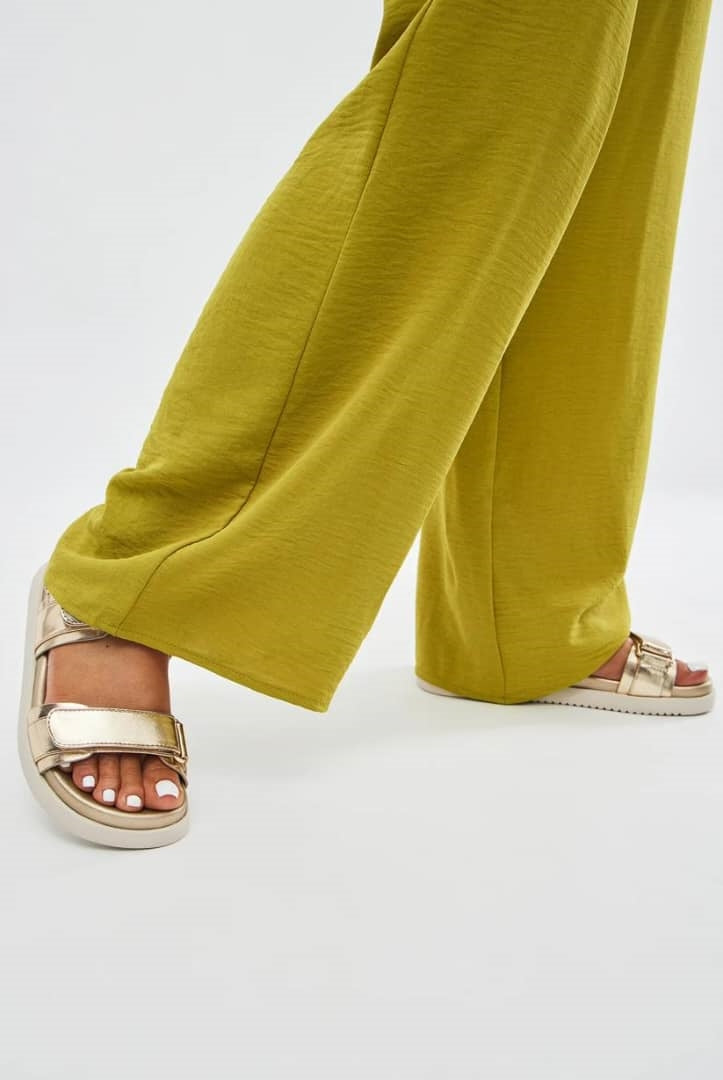 Forever Gigi Adjustable Velcro Double Strap Chunky Sandals-Gold