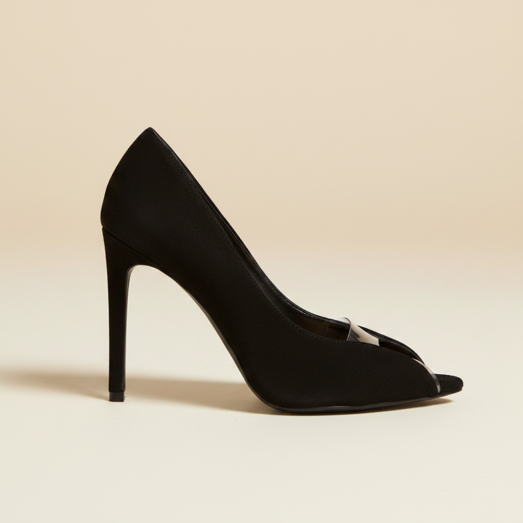 Black Open Vamp Stiletto Pump