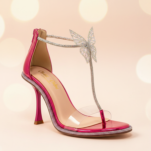 Alleena Crystal Butterfly Stiletto Heel – Hot Pink