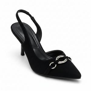 Black Suede Slingback Kitten Heel – Pointed Toe Stiletto