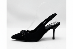 Black Suede Slingback Kitten Heel – Pointed Toe Stiletto