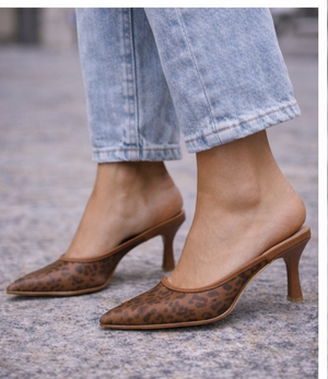 Women's Mesh Knit Pointed Toe Kitten Heel Mules - Slip-On Closed Toe